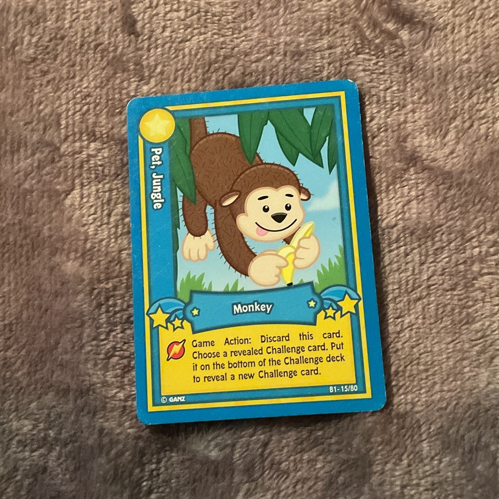 Monkey - Pet, Jungle - Webkinz - Collectors Card - B1-15/80